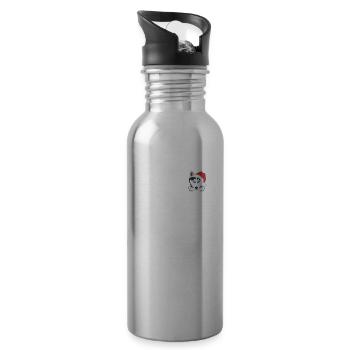 Husky Merry Christmas - Water bottle with straw - silver - Right