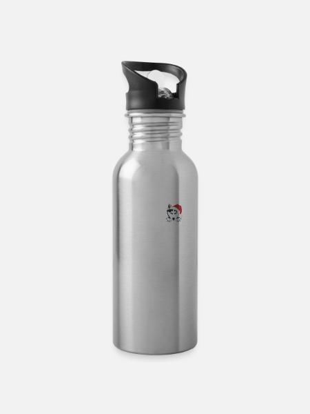 Husky Frohe Weihnachten - Trinkflasche mit integriertem Trinkhalm - Lightsilver