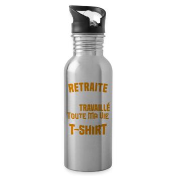 Retraité 2025 j'ai travaillé toute ma vie - Gourde avec paille intégrée - argent clair - Droite