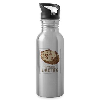 Gefährliches Laubtier Igel - Trinkflasche mit integriertem Trinkhalm - Lightsilver - Rechts