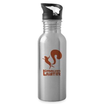 Gefährliches Laubtier Eichhörnchen - Trinkflasche mit integriertem Trinkhalm - Lightsilver - Rechts