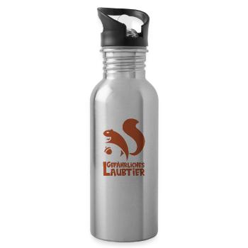 Gefährliches Laubtier Eichhörnchen - Trinkflasche mit integriertem Trinkhalm - Lightsilver - Rechts