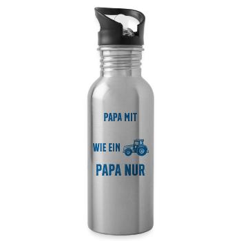 papa nit traktor wie ein normaler - Trinkflasche mit integriertem Trinkhalm - Lightsilver - Rechts