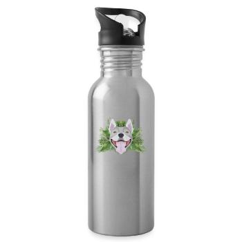 Tropical Bullterrier - Trinkflasche mit integriertem Trinkhalm - Lightsilver - Rechts