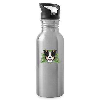 Tropical Border Collie - Gourde avec paille intégrée - argent clair - Droite