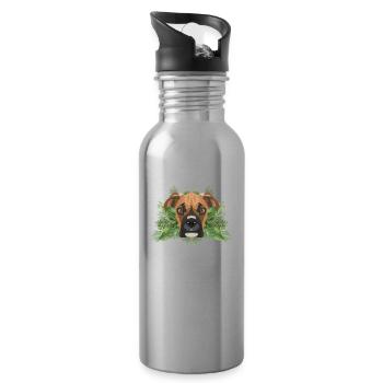 Tropical Deutscher Boxer - Trinkflasche mit integriertem Trinkhalm - Lightsilver - Rechts