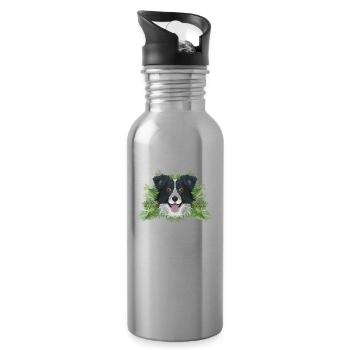 Tropical Border Collie - Gourde avec paille intégrée - argent clair - Droite