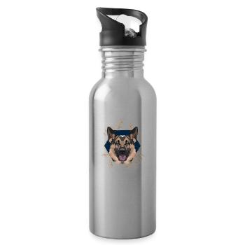 Golden Dog German Shepherd - Water bottle with straw - silver - Right