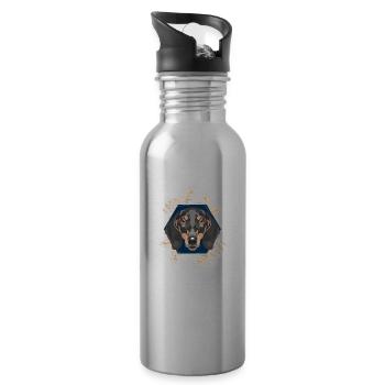 Golden Dog Dachshund - Water bottle with straw - silver - Right
