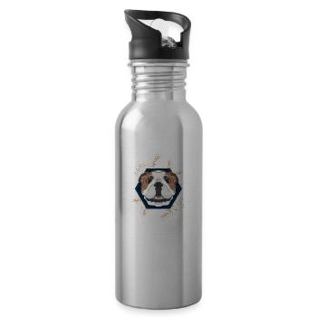 Golden Dog English Bulldog - Water bottle with straw - silver - Right