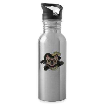 Golden Dog French Bulldog - Water bottle with straw - silver - Right