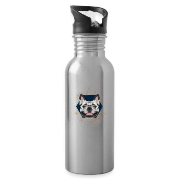 Golden Dog French Bulldog - Water bottle with straw - silver - Right