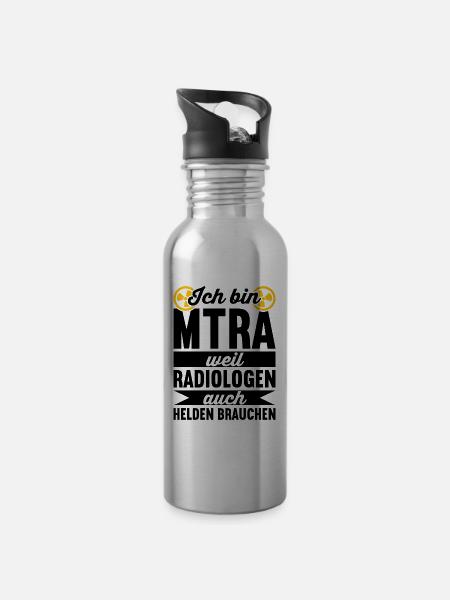 MTRA Röntgen Radiologie Radiologe - Trinkflasche mit integriertem Trinkhalm - Lightsilver