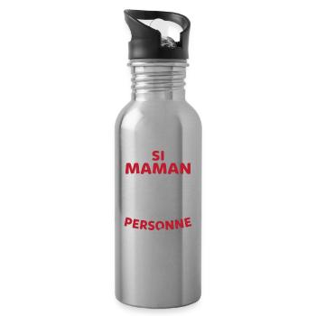 Si Maman Ne Peut Pas La Dégommer, Pétanque Maman - Gourde avec paille intégrée - argent clair - Droite