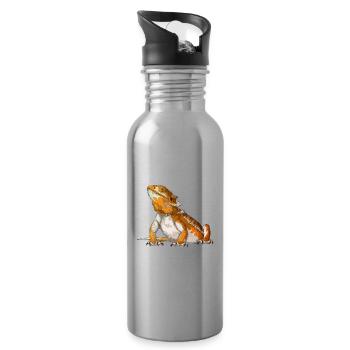 Bearded Dragon Easily Distracted By Beards - Water bottle with straw - silver - Right