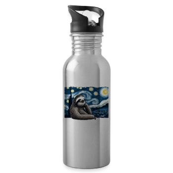 Faultier Sternennacht - Trinkflasche mit integriertem Trinkhalm - Lightsilver - Rechts