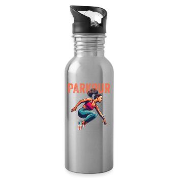 Parkour Obstacles Are An Opportunity - Water bottle with straw - silver - Right