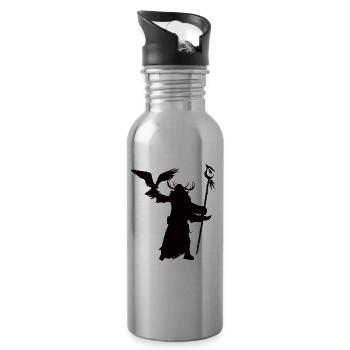 Shaman Silhouettes, for the Pen and Paper Fan - Water bottle with straw - silver - Right
