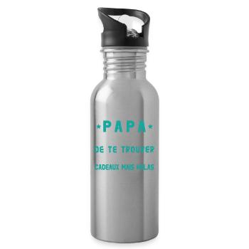 Papa J'ai Essayé De Te Trouver Le Meilleur Cadeau - Gourde avec paille intégrée - argent clair - Droite