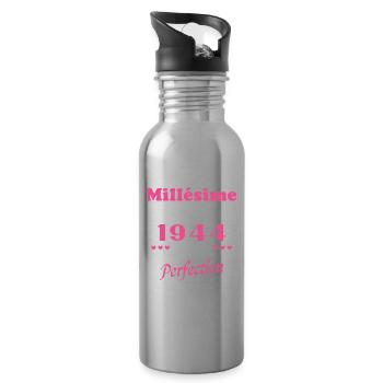 Woman Vintage 1944 Gift Birthday Humor - Water bottle with straw - silver - Right