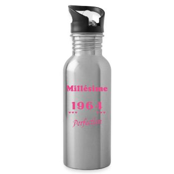 Woman Vintage 1964 Gift Birthday Humor - Water bottle with straw - silver - Right