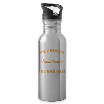 Bretonisch kann stundenlang trinken, ohne zu Fuß zu gehen - Trinkflasche mit integriertem Trinkhalm - Lightsilver - Rechts