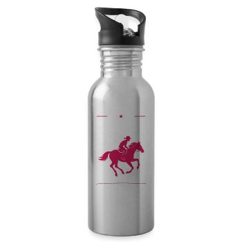 Ich bin ein Reiter, der Geschenke zerreißt - Trinkflasche mit integriertem Trinkhalm - Lightsilver - Rechts