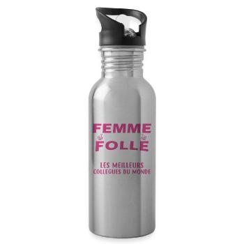 Mad Woman verlässt Kollegen - Trinkflasche mit integriertem Trinkhalm - Lightsilver - Rechts