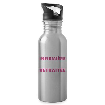 Une super infirmière donne toujours une retraitée - Gourde avec paille intégrée - argent clair - Droite