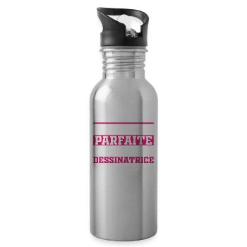 Nicht perfekt, aber ich bin ein Cartoonist - Trinkflasche mit integriertem Trinkhalm - Lightsilver - Rechts