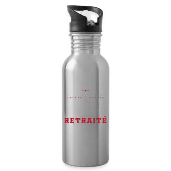 Un Retraité Sur Son Vélo Humour Retraite Cycliste - Gourde avec paille intégrée - argent clair - Droite