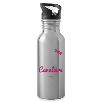 Ich bin ein Reiter, der Geschenke zerreißt - Trinkflasche mit integriertem Trinkhalm - Lightsilver - Rechts