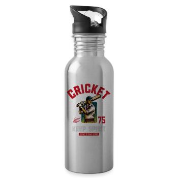 Cricket Retro Motif with Player Keep Spirit - Water bottle with straw - silver - Right