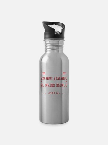 Vatertag Mann Papa Tochter Sohn Geschenk Vater - Trinkflasche mit integriertem Trinkhalm - Lightsilver