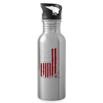 Amerikanische Flagge Golf Golfer Lustiger Golf Club Golfen - Trinkflasche mit integriertem Trinkhalm - Lightsilver - Rechts