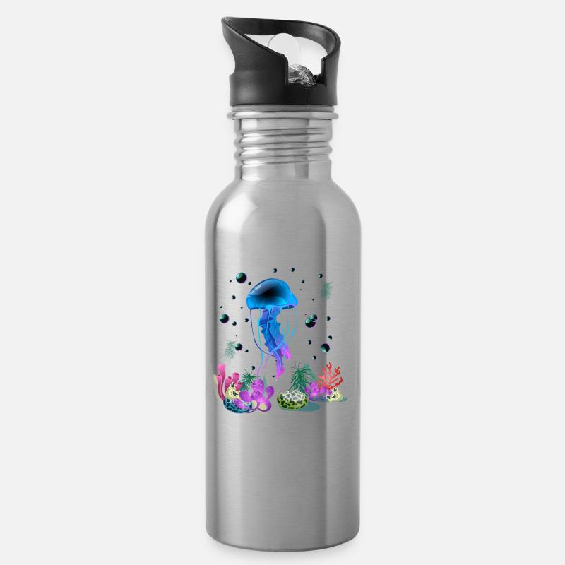 Urlaub Meer Sommer Meerestiere - Trinkflasche mit integriertem Trinkhalm - Lightsilver