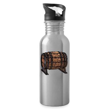 Beer barrel I wine barrel I whiskey barrel I cartoon - Water bottle with straw - silver - Right