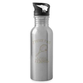 Je Peux Pas J'ai Tennis Cadeau Joueur De Tennis - Gourde avec paille intégrée - argent clair - Droite