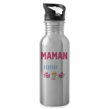 Maman En 2024 - Gourde avec paille intégrée - argent clair - Droite