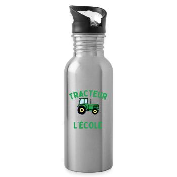 Forcé D'aller À L'école Cadeau Tracteur - Gourde avec paille intégrée - argent clair - Droite