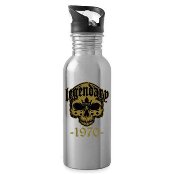 Colors can be changed | Legendary since 1970 - Water bottle with straw - silver - Right