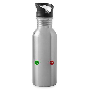 Mein Pferd Ruft An... und ich muss gahen - Trinkflasche mit integriertem Trinkhalm - Lightsilver - Rechts