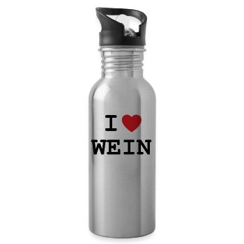 Ich liebe Wein - Trinkflasche mit integriertem Trinkhalm - Lightsilver - Rechts
