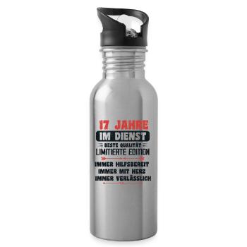 17 Jahre im Dienst 17 Jähriges Dienstjubiläum - Trinkflasche mit integriertem Trinkhalm - Lightsilver - Rechts