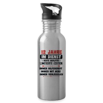 12 Jahre im Dienst 12 Jähriges Dienstjubiläum - Trinkflasche mit integriertem Trinkhalm - Lightsilver - Rechts