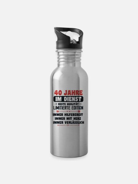 40 Jahre im Dienst 40 Jähriges Dienstjubiläum - Trinkflasche mit integriertem Trinkhalm - Lightsilver