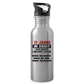 71 Jahre im Dienst 71 Jähriges Dienstjubiläum - Trinkflasche mit integriertem Trinkhalm - Lightsilver - Rechts