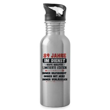 89 Jahre im Dienst 89 Jähriges Dienstjubiläum - Trinkflasche mit integriertem Trinkhalm - Lightsilver - Rechts