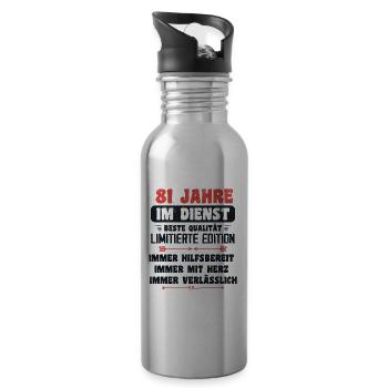 81 Jahre im Dienst 81 Jähriges Dienstjubiläum - Trinkflasche mit integriertem Trinkhalm - Lightsilver - Rechts
