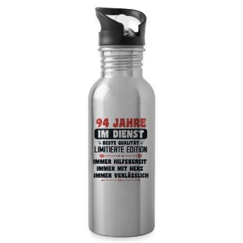 94 Jahre im Dienst 94 Jähriges Dienstjubiläum - Trinkflasche mit integriertem Trinkhalm - Lightsilver - Rechts